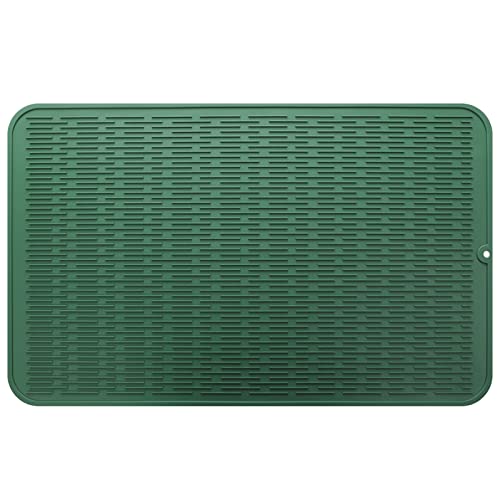MicoYang Silicone Dish Drying Mat for Multiple Usage,Easy clean,Eco-friendly,Heat-resistant Silicone Mat for Kitchen Counter or Sink,Refrigerator or Drawer Liner Green 3XL 28 inches x 18 inches - color: Green, size: 28"L x 18"W