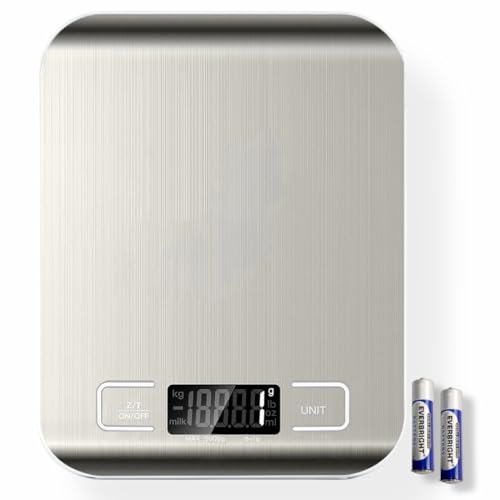 Digital Kitchen Scale, Food Scale in Grams & Ounces, 1g Precision for Cooking, Baking & Meal Prep, Stainless Steel with LCD Display, Tare Function, Compact for Diet & Coffee Use