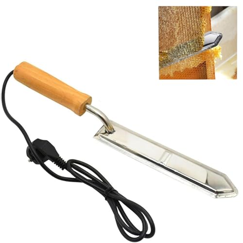 Honey Scraper Cutter, Handheld Electric Honey Extractor, Stainless-Steel Electric Uncapping Knife with Wooden Handle, Honey Cutter for Beekeeper Supplies, Beekeeping Scraper Tool