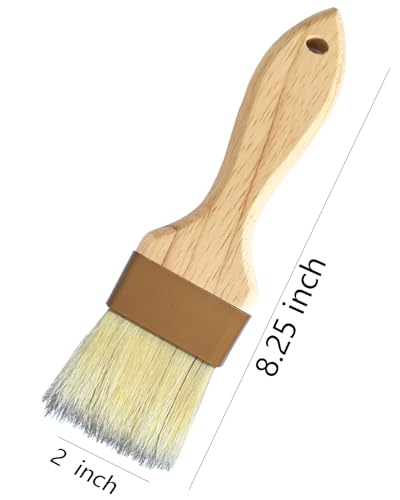 Pastry Brush,2 inch Basting Brush for Cooking and Baking,Natural Bristle Food Brush for Oil & Sauce,No Bristles off,Easy Clean,Durable Kitchen Marinade Butter Culinary Utensil (2 Pack)