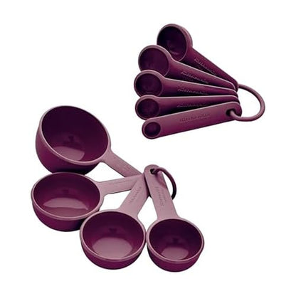 KitchenAid Measuring Cups and Spoon Set, Beetroot, 9-Piece - color: Beetroot