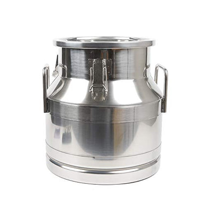 Milk Can with Sealed Lid, Stainless Steel Milk Transport Cans Wine Pail Bucket Tote Jug Pot Oil Liquid Storage Barrel with 2 Handles Sealed Silicone Anti-Leak Ring Lock Belt 12 L 3.16 Gallon - color: 12l