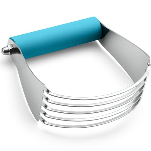 Spring Chef Large Dough Blender for Baking, Heavy Duty Dough Cutter Tool, Stainless Steel Puff Pastry Cutter Tool with Sharp Blades, Dishwasher Safe Manual Pastry Blender for Easy Mixing - Teal - color: Teal, size: 4" Large
