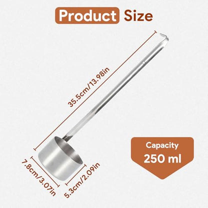 Wine Measuring Spoon Stainless Steel Wine Ladle Wine Dipper Spoon Beer Pouring Measure Spoon with Hook Ladle 25ML/50ML/125ML/250ML/500ML Kitchen Tools(250ML) - size: 250ML