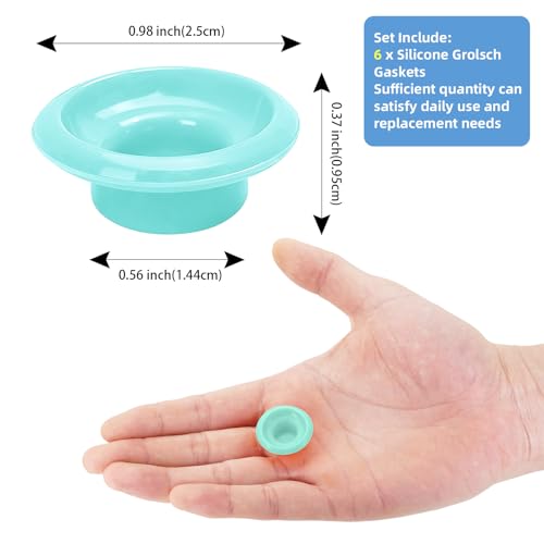6PCs Dopamine color Silicone Gaskets Washers Seals for Cap Swing Flip Top for Home Brew Beer Soda Bottle Sealing (Mint Green) - color: Mint Green