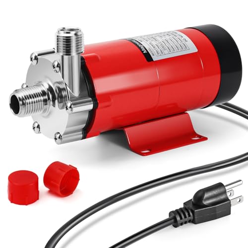 MRbrew Wort Pump Stainless Steel for Wort Transfer, Magnetic Beer Pump Brew with 1/2” NPT Thread Head, Quiet Operation & Excellent High Temperature Resistance System Beer Brewing Kit (RED) - size: Red Pump