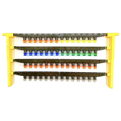 ZffXH JZBZ Beekeeping Queen Cell Cup Holder Frame Bar and Apiculture Mounted Queen Cell Cups Kit (2 Pcs Sides and 4 Pcs Cell Cup Holder Bars Plus 50 Pcs Cell Cups) Queen Rearing Frame for Bees