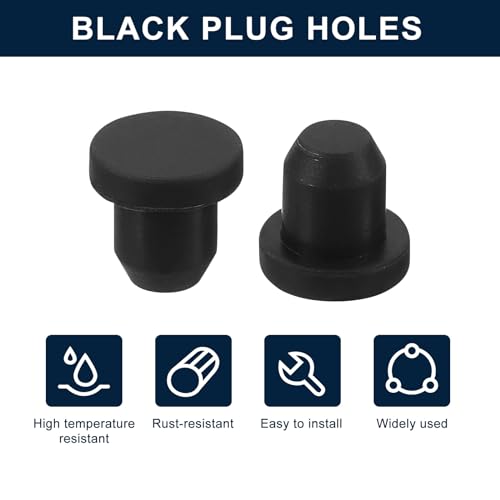 uxcell 32 Pieces Black Rubber Stopper, 6.5mm Plug Holes for 6-6.3mm/0.24-0.25" Hole - size: 6-6.3 mm