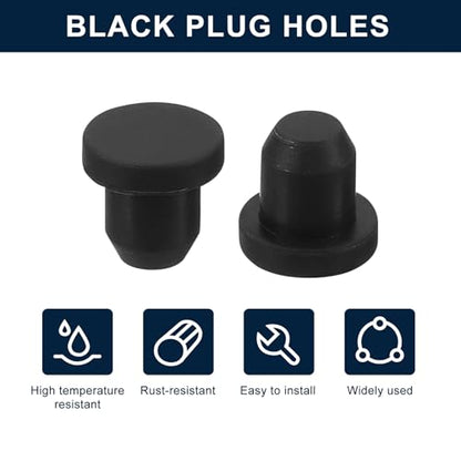 uxcell 32 Pieces Black Rubber Stopper, 6.5mm Plug Holes for 6-6.3mm/0.24-0.25" Hole - size: 6-6.3 mm