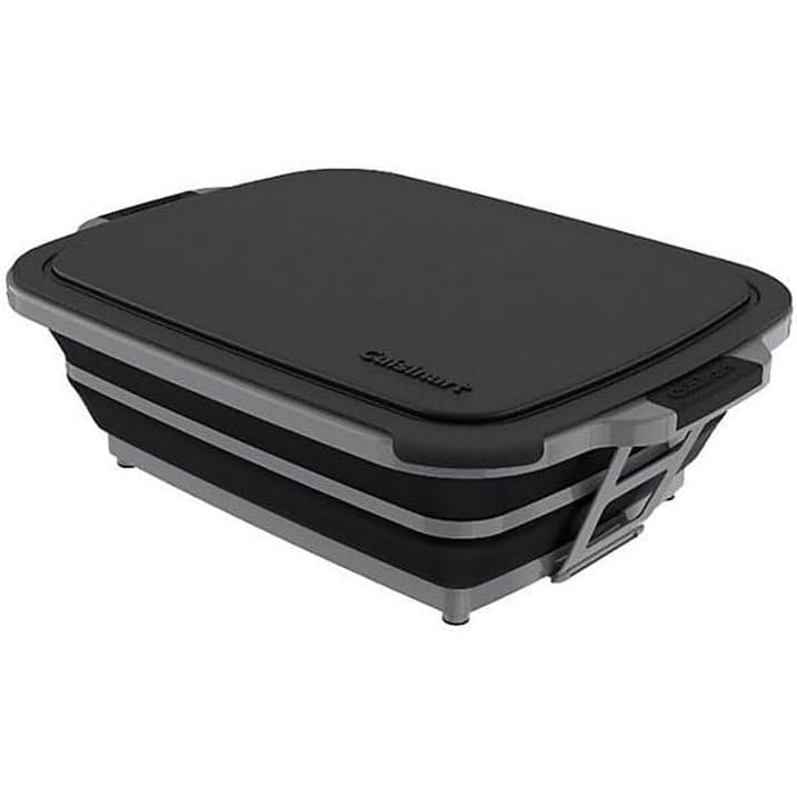 4-in-1 Expandable Prep & Serve Tub - 3 Gallon Collapsible Marinating and Brining Container with Cutting Board Lid - Gray