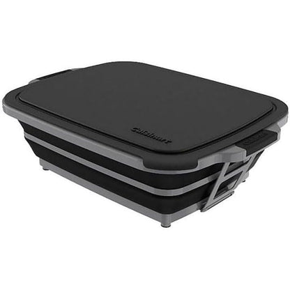 4-in-1 Expandable Prep & Serve Tub - 3 Gallon Collapsible Marinating and Brining Container with Cutting Board Lid - Gray