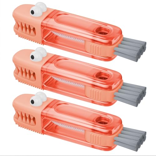 3 in 1 Cup Lid Gap Cleaning Brush Set, Multifunctional Bottle Cleaning Brush, Silicone Cup Lid Gap Cleaner, Home Kitchen Crevice Cleaning Tools (Red) - color: Red