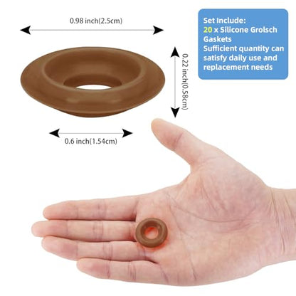 20PCs Dopamine color Silicone Gaskets Washers Seals for Cap Swing Flip Top for Home Brew Beer Soda Bottle Sealing(half cover) (Walnut Brown) - color: Walnut Brown
