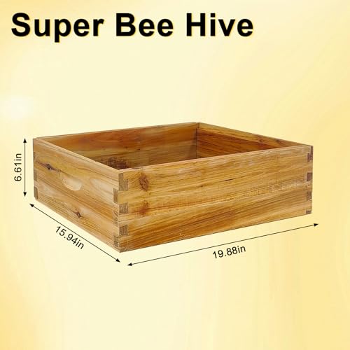 Beeswax Coated Bee Hive Starter Kit, 5-Layer Langstroth Beehive with 2 Deep and 3 Medium Super Boxes, 10-Frame Wax Dipped Wood Bee House Includes Metal Top Cover & Queen Excluder (No Frames)