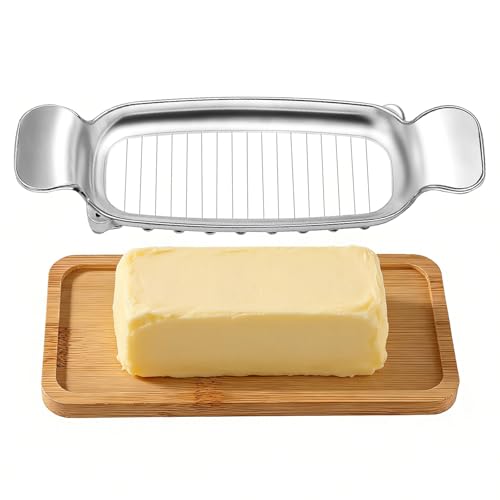 lasuroa Stainless Steel Cheese Cutter and Butter Slicer - Multifunctional Kitchen Food Tool for Block Cheeses and Butter - style: Butter Slicer+Trays