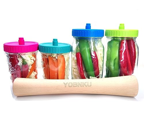 4 Pcs Fermentation Lids - waterless Airlock Fermenting for 86mm Wide Mouth Mason Jar（Jars Not Included） - size: Lids Only