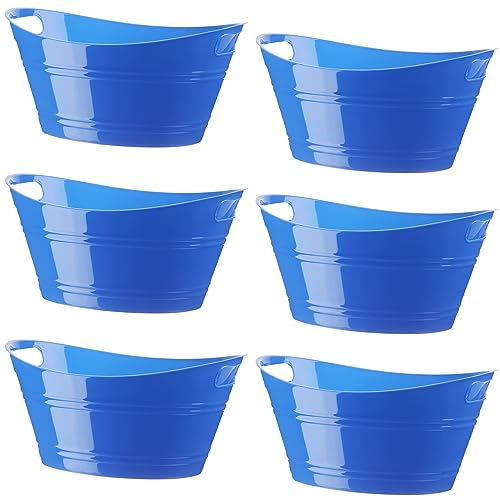 Patelai 6 Pcs Ice Buckets Bulk, Plastic Ice Buckets with Handles, Oval Storage Tub, Large Capacity Drink Tub for Party Bar Wine Beer Champagne Beverage Bottle Cooler(4.5 Liter,Blue) - color: Blue, size: 4.5 Liter