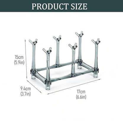 Plastic Bag Drying Rack, 6-Branch Stand for Reusable Bags, Bottle Drying Rack,Cup Drying Rack, Compact Countertop Organizer for Kitchen, Gray