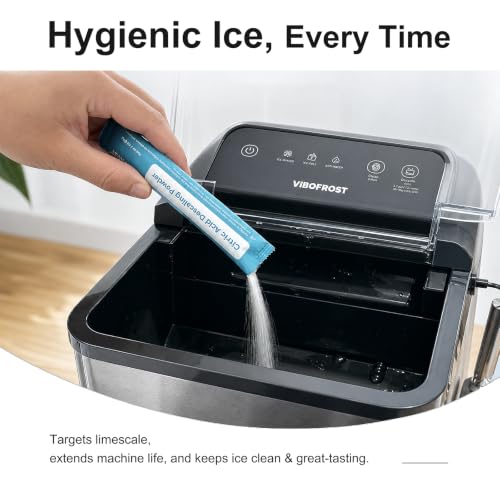 VIBOFROST Ice Maker Cleaner & Descaler for Ice Machines -6 Pack 100% Pure Citric Acid Powder, Individually Packed & Leak-Proof - Nickel & Stainless Steel Safe for GE Profile Opal, Coffee Makers