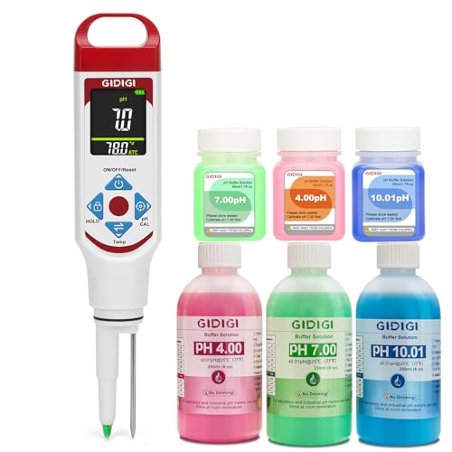 Digital pH Meter Food Professional pH Pen for Fermentation with pH Calibration Kits Color Display Spear Tip pH Food Tester Probe with ATC for Cosmetics Sourdough pH Test Strips for Food Acidity