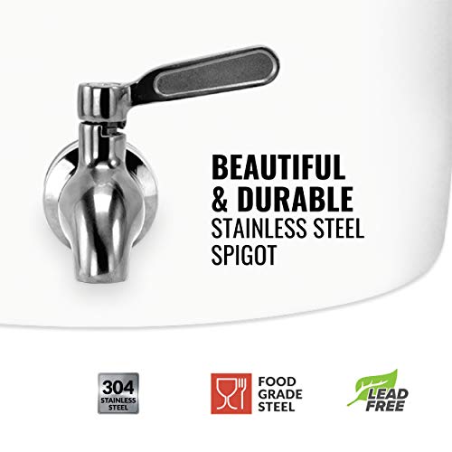 Geo Sports Bottles Geo Sports Porcelain Ceramic Crock Water Dispenser, Stainless Steel Faucet, Valve and Lid Included. Fits 3 to 5 Gallon Jugs. BPA Free (Black Stripe) - color: Black Stripes