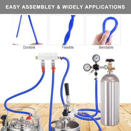 20FT Beer CO2 Line for 5/16" Barb Fitting, PVC Gas Tubing & 6 PCS Stainless Steel Clamps Food-grade Keg CO2 Line Hose-Gas Dispense Home Brewing Carbonation - size: 20 Feet