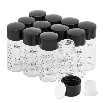 10ml Clear Glass Graduated Vials with Screw Caps and Plastic Stoppers, Small Sample Vials with Lids, Leak-Proof Liquid Storage Empty Vial, 12PCS - color: CLEAR, size: 10ml