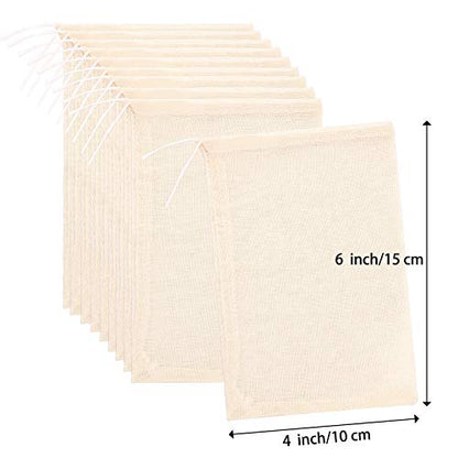 Boao 24 Pcs Spice Cooking Cheesecloth Bags for Straining Reusable Empty Tea Drawstring Soup Muslin Bags(4 x 6 Inch) - size: 4 x 6 Inch