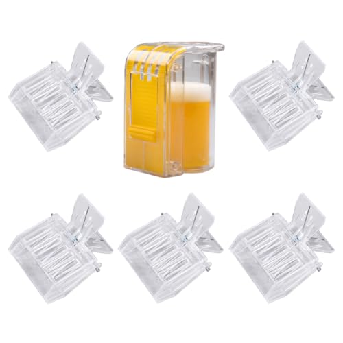 5 Pieces Queen Bee Cage Catcher Clip Plastic Queen Catcher Bee Queen Marking Catcher Queen Bee Marking Cage Queen Catching Tool with 1 Pcs Queen Bee Marking Bottle, Clear