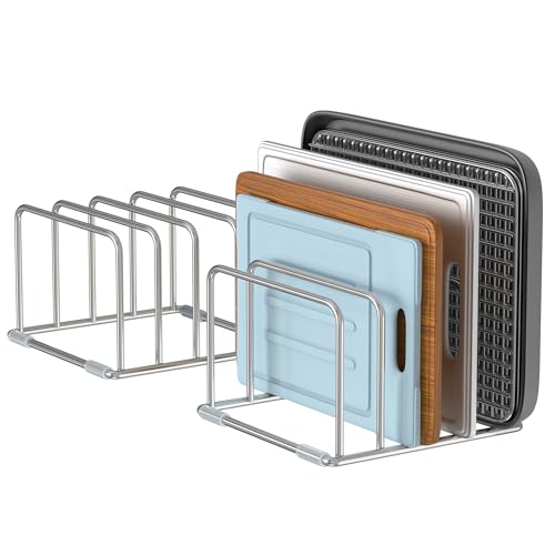Cutting Board Holder Stand, Chopping Board Organizer Rack with 304 Stainless Steel, Cookie Sheet Storage Organizer, 1.0 & 1.2 Inch Wide Slots (2 Pack) - size: 1.0 & 1.2 in Slots - 2 Pack