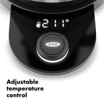 OXO Brew Adjustable Temperature Kettle, Electric Kettle, Glass and Stainless Steel, Holds Temperature for 30 Minutes