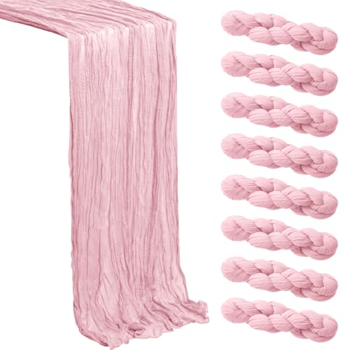 Light Pink Cheesecloth Table Runner 8 Pack, 21x120 Inch Spring Easter Gauze Table Runner-Rustic Cheese Cloth Runners for Wedding, Bridal & Baby Shower, Birthday Party, Farmhouse & Holiday Table Decor - color: Light Pink, size: 8Pack
