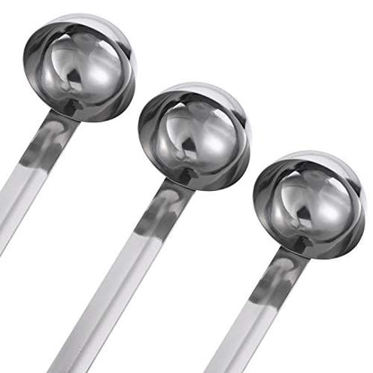 meekoo 3 Pieces Stainless Steel Ladle Soup Handle Ladle with Pouring Rim for Kitchen Cooking Soup Sauce (1 oz) - size: 1 oz