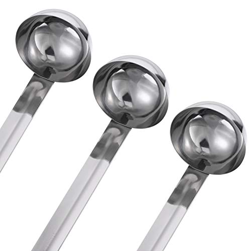 meekoo 3 Pieces Stainless Steel Ladle Soup Handle Ladle with Pouring Rim for Kitchen Cooking Soup Sauce (1 oz) - size: 1 oz
