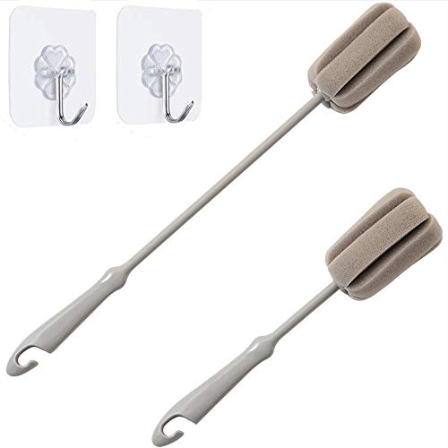 Brush Bottle 2 Pack 1 Long 1 Short Cleaning Brush 2pcs Traceless Hook | Wine Glass Sponge Brush
