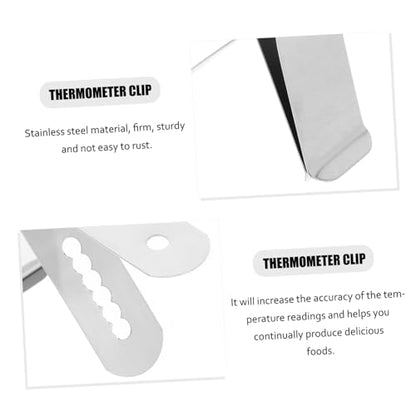 3 pcs Stainless Steel Thermometer Clip Holder for Cooking BBQ and Candy Making Probe Holder for Milk Syrup and Beverages Lightweight and Easy to Carry Present for Friends and