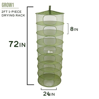 Grow1 2ft Drying Rack 1-Piece Collapsible Mesh Herb and Flower Hanging Dryer with Carrying Case for Even Airflow and Secure Harvest Storage - size: 2 feet, style: Open