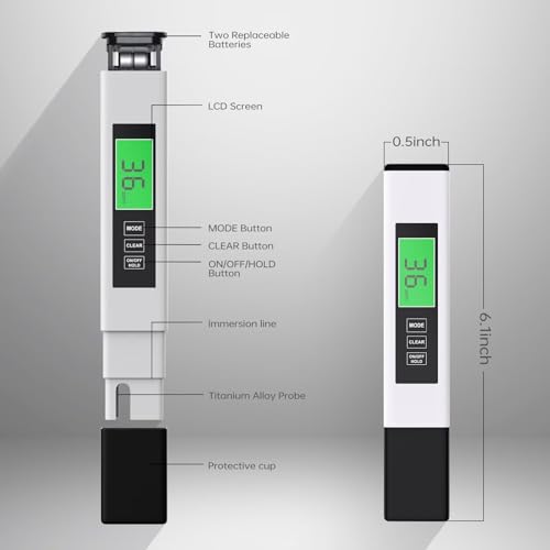 4 in 1 TDS Meter Digital Water Tester,Water Tester for Drinking Water,PPM Meter with TDS/EC/Temp(°C,°F) Function, TDS Water Tester for Home,Aquarium,Restaurant,OneSize