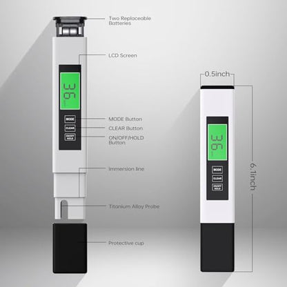 4 in 1 TDS Meter Digital Water Tester,Water Tester for Drinking Water,PPM Meter with TDS/EC/Temp(°C,°F) Function, TDS Water Tester for Home,Aquarium,Restaurant,OneSize