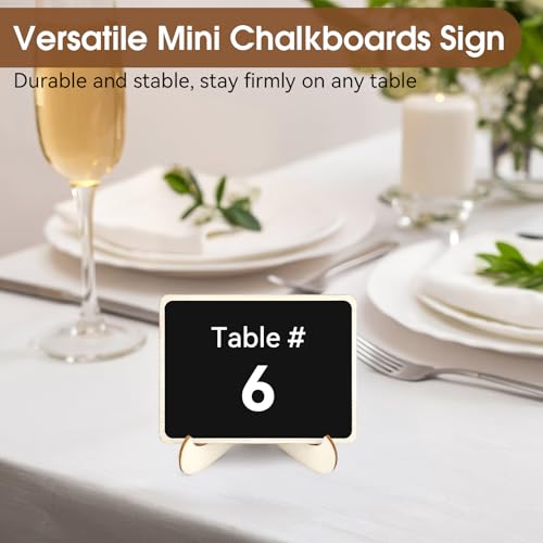 30 Pack Mini Chalkboard Signs, Food Labels for Party Buffet, Small Wooden Chalk Board Signs with Easel Stand & Markers, Wedding Place Cards for Table Setting or Numbers, Event Decor (Rectangular) - style: Rectangular
