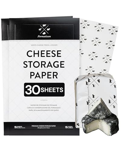 Formaticum Cheese Storage Wax Coated Paper, 30-Pack | Porous Wax Sheets From France, Keep Cheese or Charcuterie Fresh, Professional Grade, 11 x 14 - size: 30-Pack-Sheets