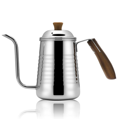 Small & Elegant Stainless Steel Gooseneck Kettle with Wooden Handle and Gift Box – 700ml (24oz) Pour Over Coffee & Tea, Precision Spout for Water Flow Control, Stainless Steel, Durable Polished Finish