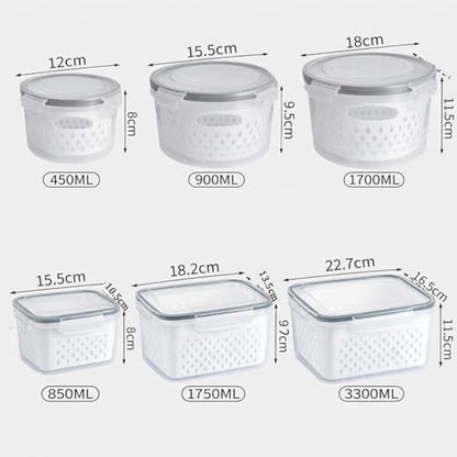 4-in-1 Produce Saver Containers - Fresh Berry Keeper with Removable Colander & Airtight Lid - Stackable Fruit and Vegetable Fridge Organizer Bins - BPA-Free Plastic Food Storage (6pcs) - color: 6pcs