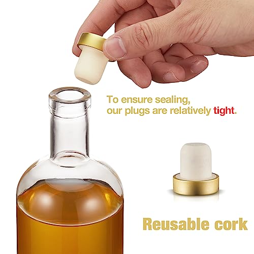 Mfacoy Set of 6 Glass Bottles, 12 oz Clear Liquor Bottles, Heavy Base Glass Bottle with T-Top Cap, Vodka Bottle for Wine Beverages Drinks Oil Vinegar Kombucha Beer with Cork Stopper Airtight Lid - size: 12OZ