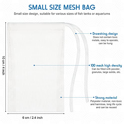 Shappy 12 Pcs Aquarium Filter Media Bag Fine Mesh, Reusable 150 Micrometer Nylon Drawstring Mesh Media Bag, High Flow 2.4 x 4 Inch for Fish Tank Activated Carbon, Ceramic Rings