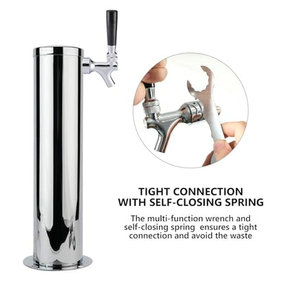 Draft Beer Faucet Beer Line Shank Kit Kegerator Parts Beer Tower Dispenser Replacement Set, Self-Closing Beer Tap 3/16” ID Beer Tubing 1/4" Keg Coupler Barb