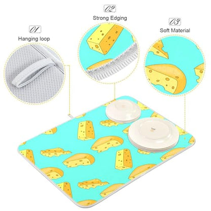 Qilmy Cheese Dish Drying Mat Absorbent Reversible Dish Drainer Pad Tableware Mat for Kitchen Counter Home Decoration, 18 x 24 Inch - size: 18 x 24 Inch