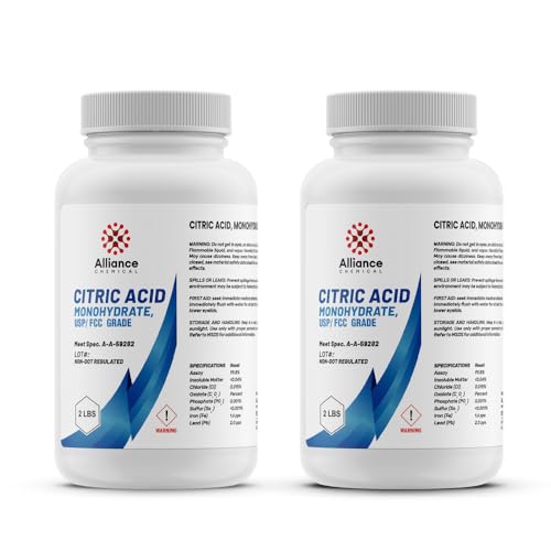 Alliance Chemical Citric Acid Monohydrate - 4 lbs. (2 Pack) - USP Food Grade | pH Regulator, Acid Cleaner, Flavor Enhancer - size: 2 Pack (4 lbs.)
