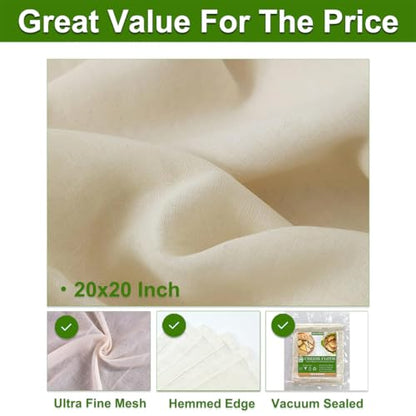 8 Pcs Cheese Cloths, 100% Unbleached Cotton, 20x20 Inch Cheesecloth for Straining, Grade 100 Ultra-Dense Cheese Cloth With Fabric Fine Mesh Cloth for Cooking, Juicing, Baking, Cheese Making - color: 8 Pcs