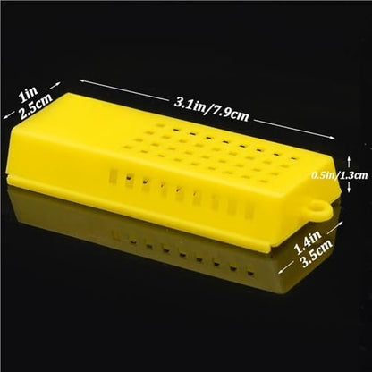 Queen Bee Cage 50Pcs Beekeeping Transport Cages Yellow White Bees Queen Post Room Cage Plastic King Prisoner Bee Apiculture Tools for Beekeeping Supplies